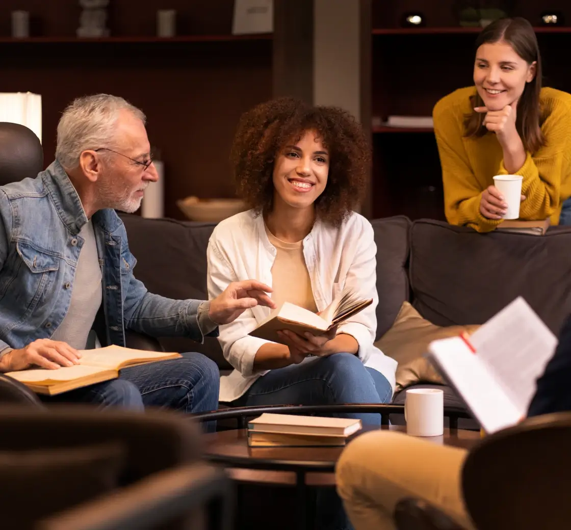 Group of people reading together