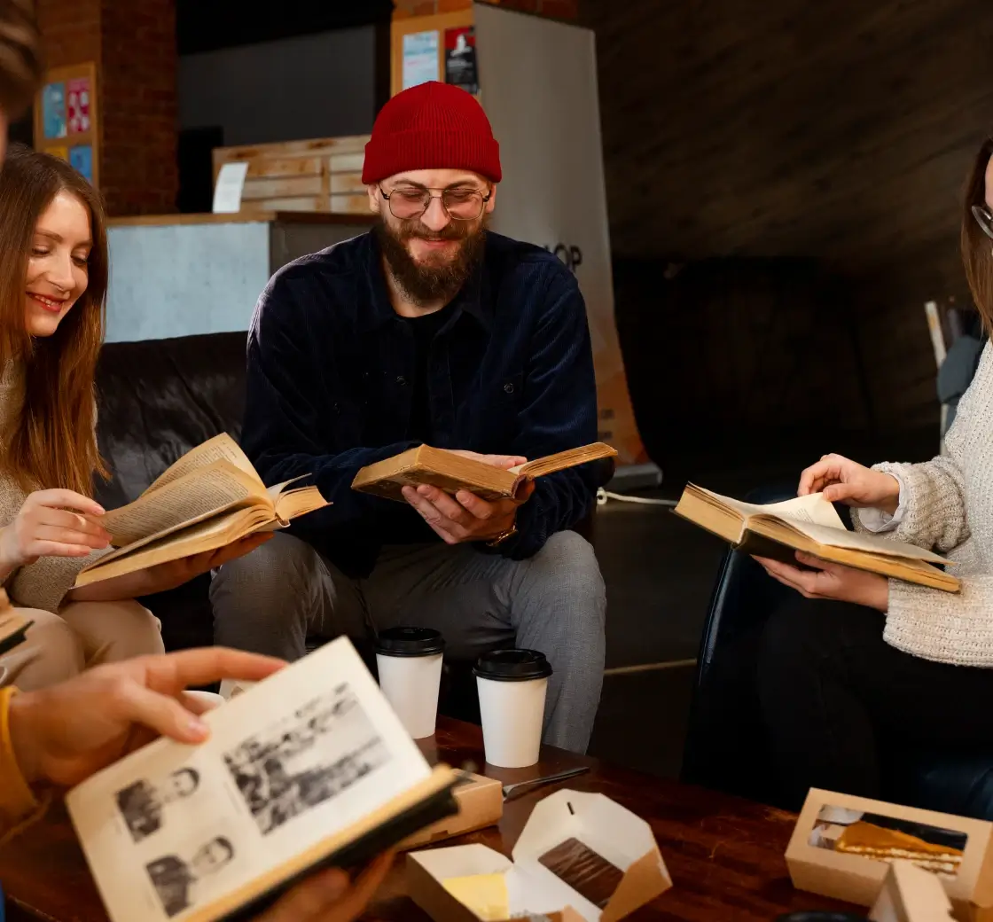 Group of people reading together